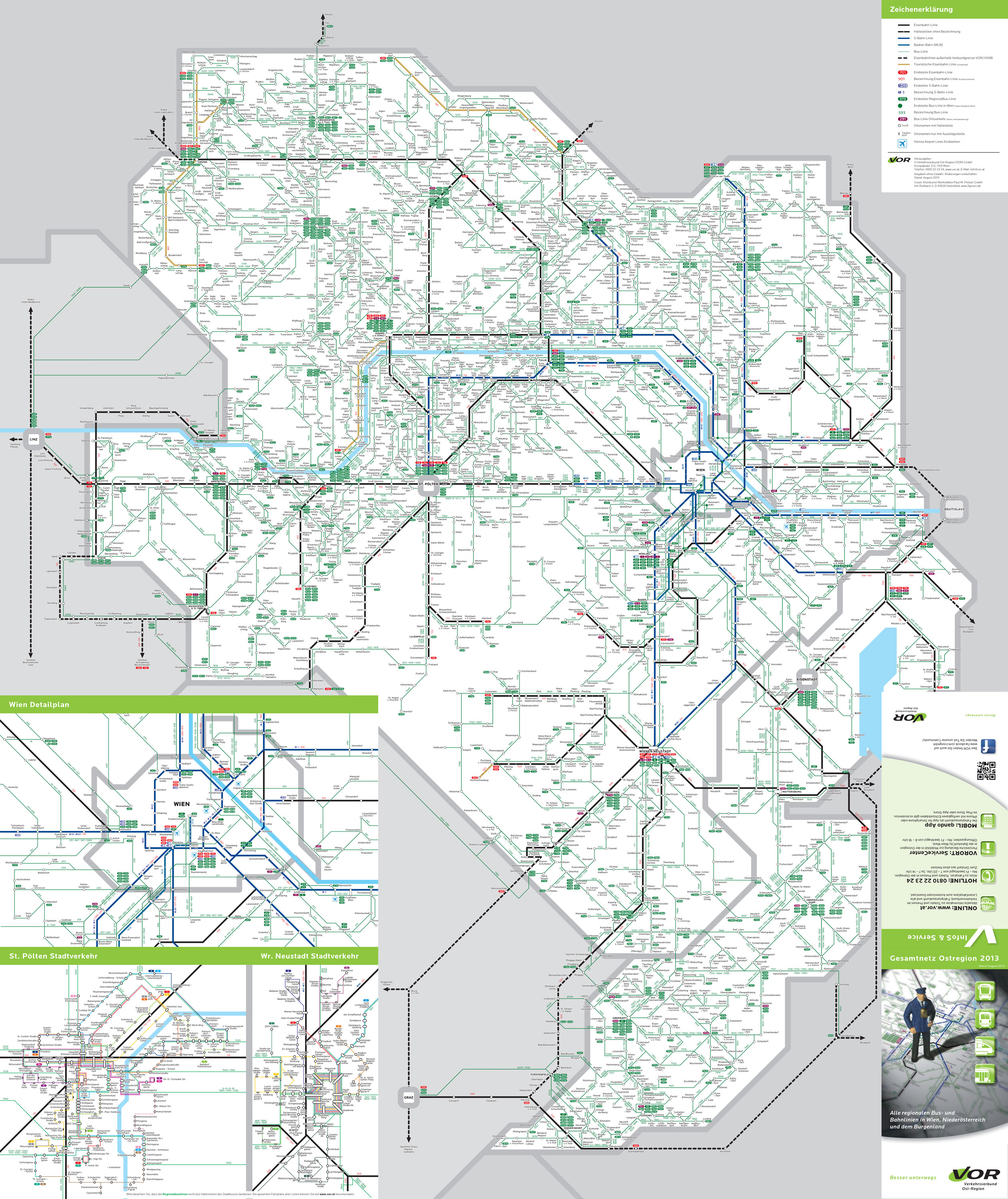 Bus netzplan und karte von Wien : stationen und linien