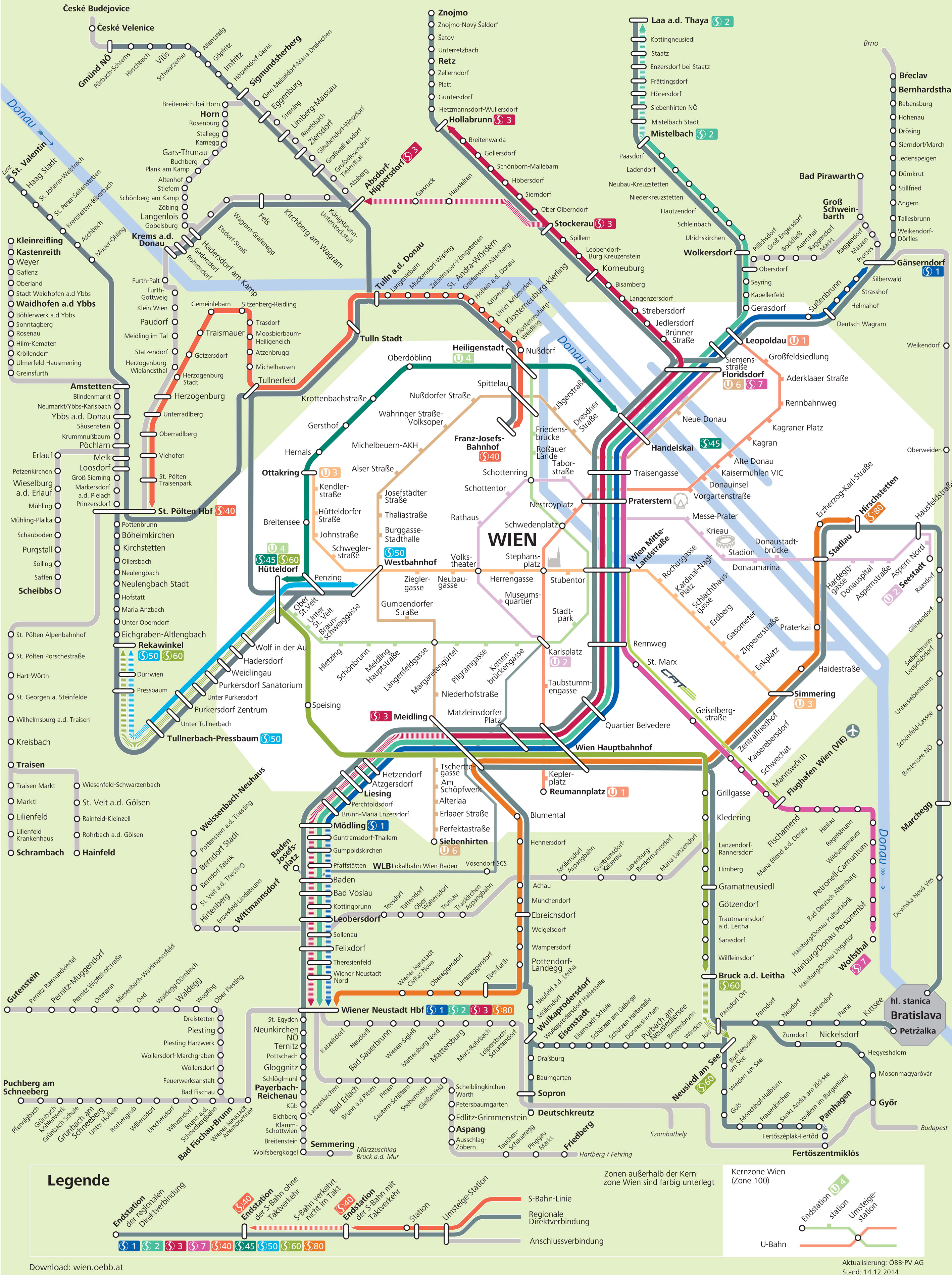S bahn netzplan und karte von Wien stationen und linien
