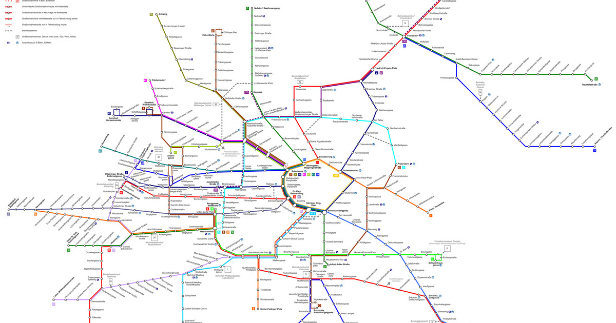 Straßenbahn netzplan und karte von Wien stationen und linien